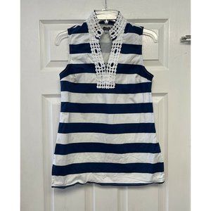 MUDPIE Womens Sleeveless Striped Tunic Top Navy White S Cotton